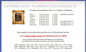 Agenda des enfoirés 2018